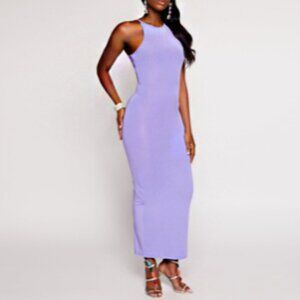 DAISY NWT Purple High Neck Racerback High Slit Sexy Maxi Dress BodyCon Size S